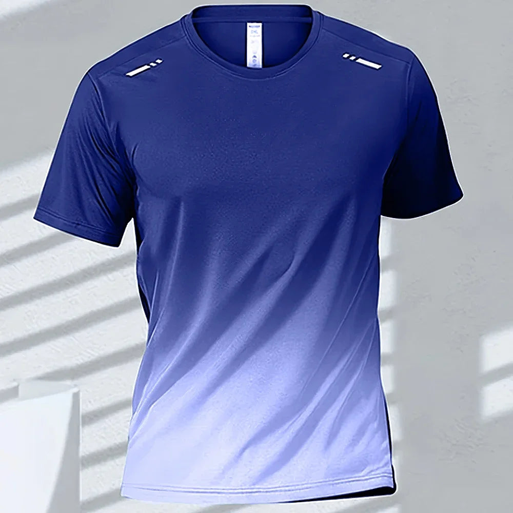 Men Quick Dry Gradient Short Sleeve Sports T Shirt