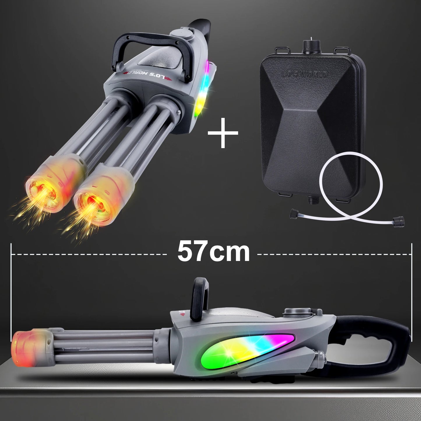 Kids Electric Water Gun Toy LED Double Barrel Water Blaster Toy With Backpack Portable Water Toy For Children