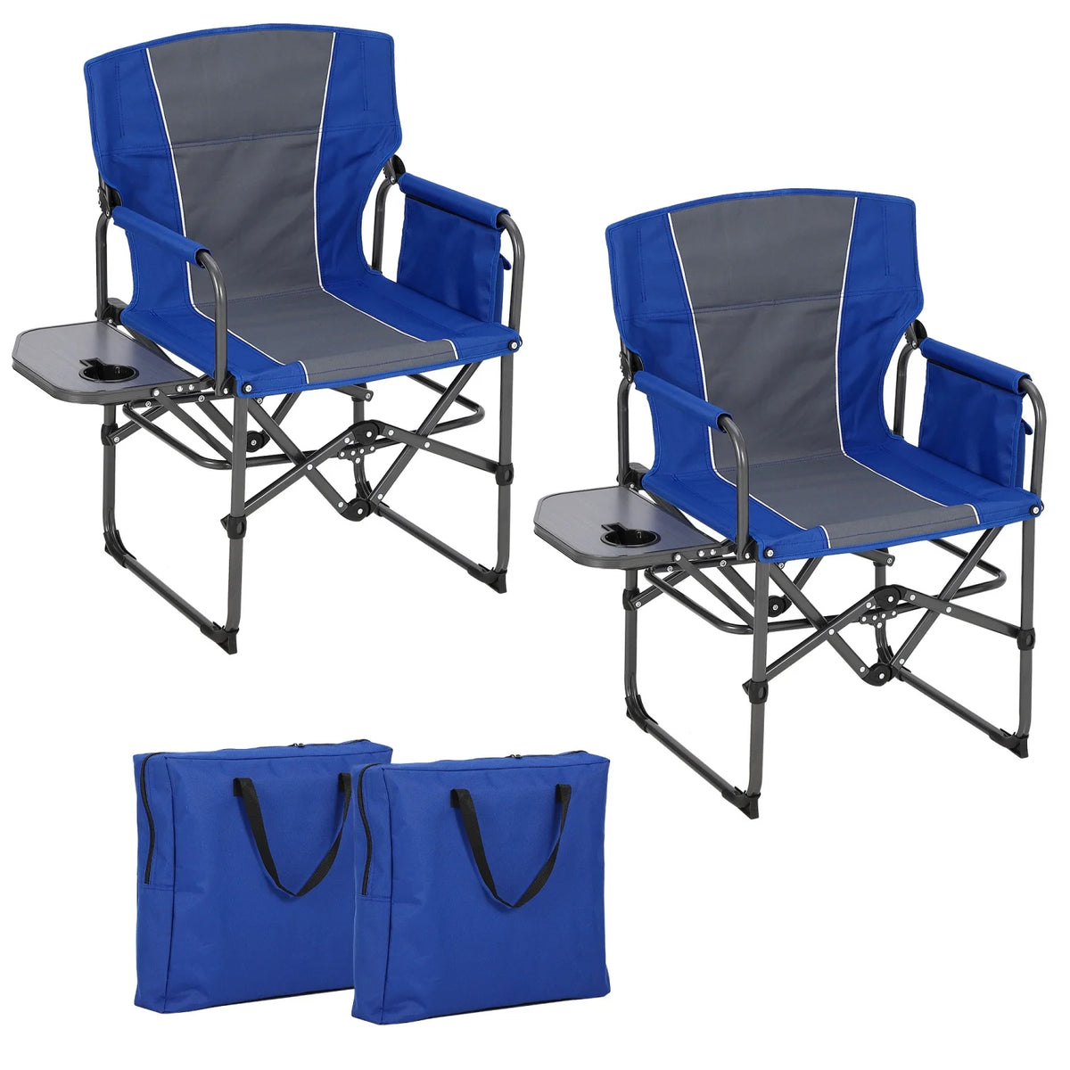 HiMISS Heavy Duty Folding Directors Camping Chair With Side Table