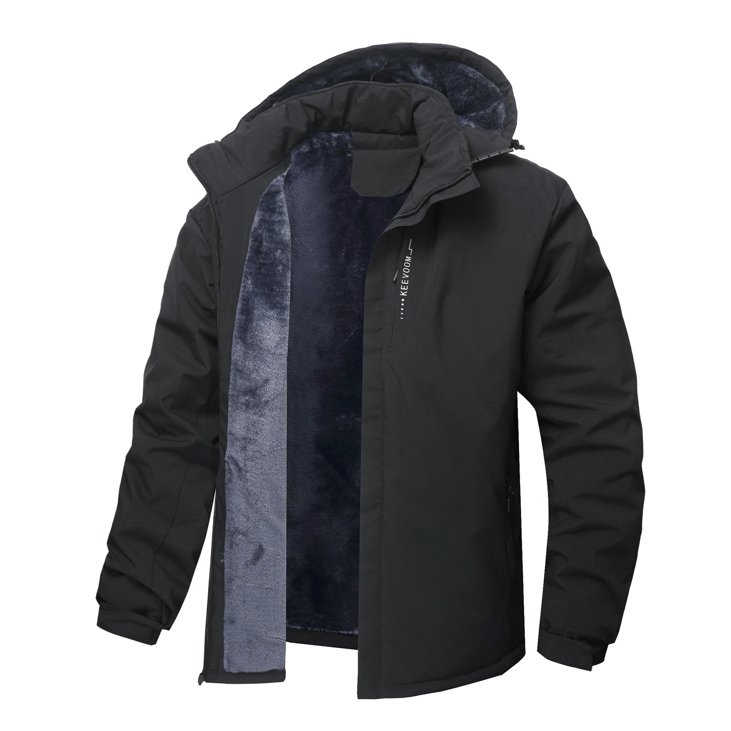 Men's Winter Fleece-lined Warm Windbreaker, Waterproof and Windproof Winter Outdoor Hiking and Trekking Jacket