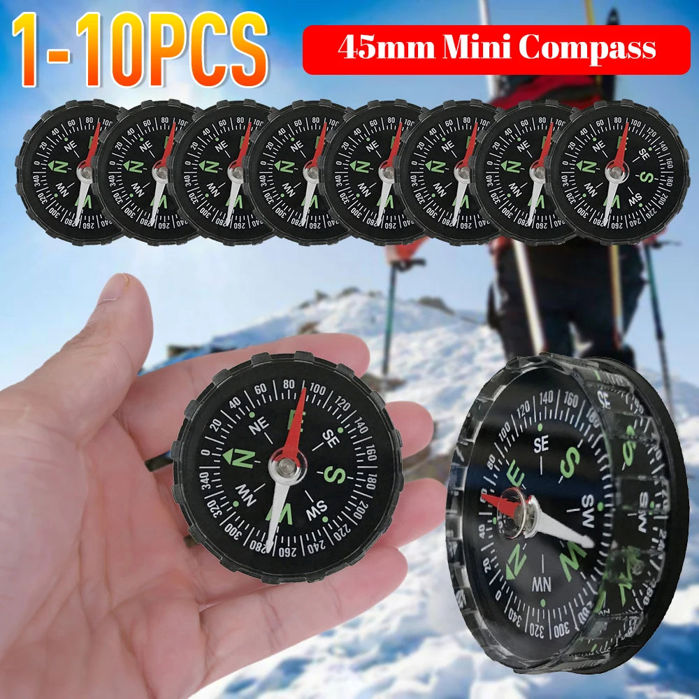 10-1PCS Mini Compass 45MM Portable Handheld Compass Outdoor Camping Hiking Travel Emergency Survival Navigation Tool