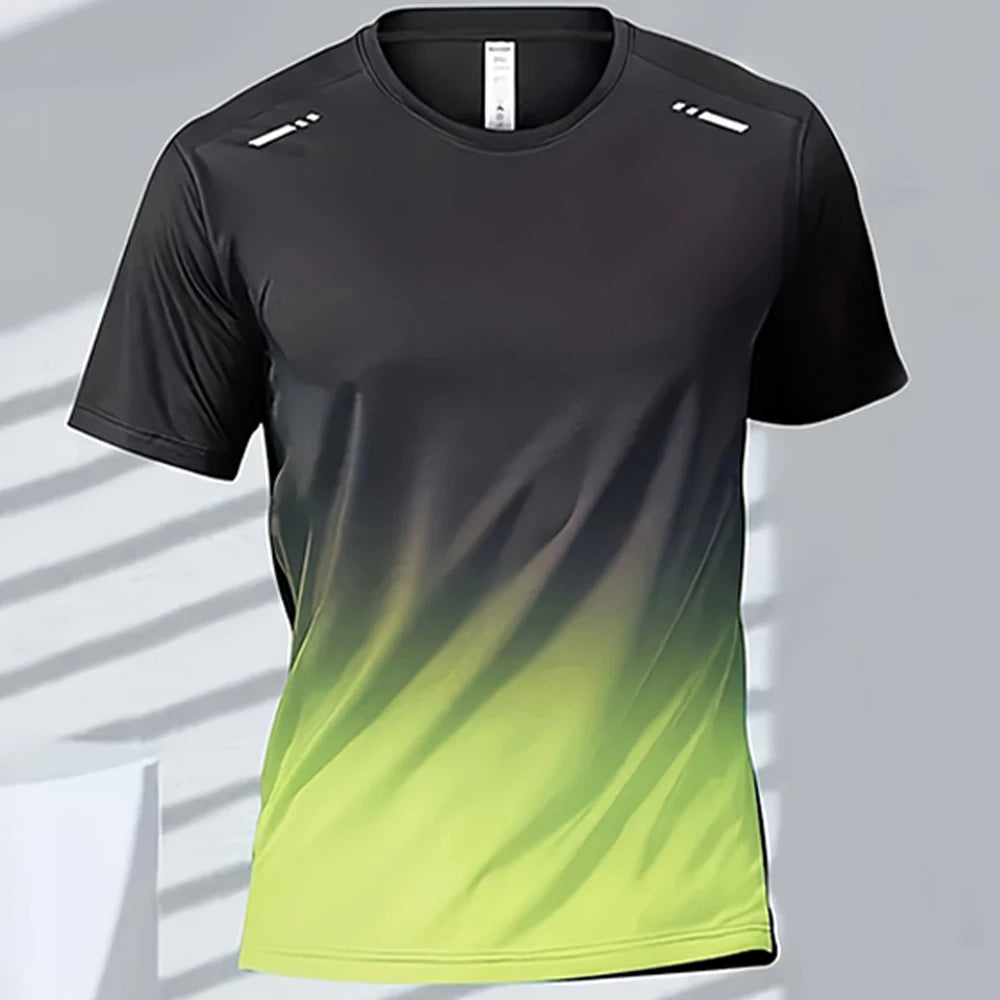 Men Quick Dry Gradient Short Sleeve Sports T Shirt