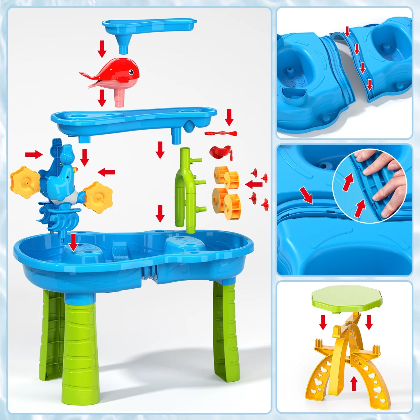 Sand and water table children's beach fun diy outdoor sand table toy set for 3-5 year old boys and girls