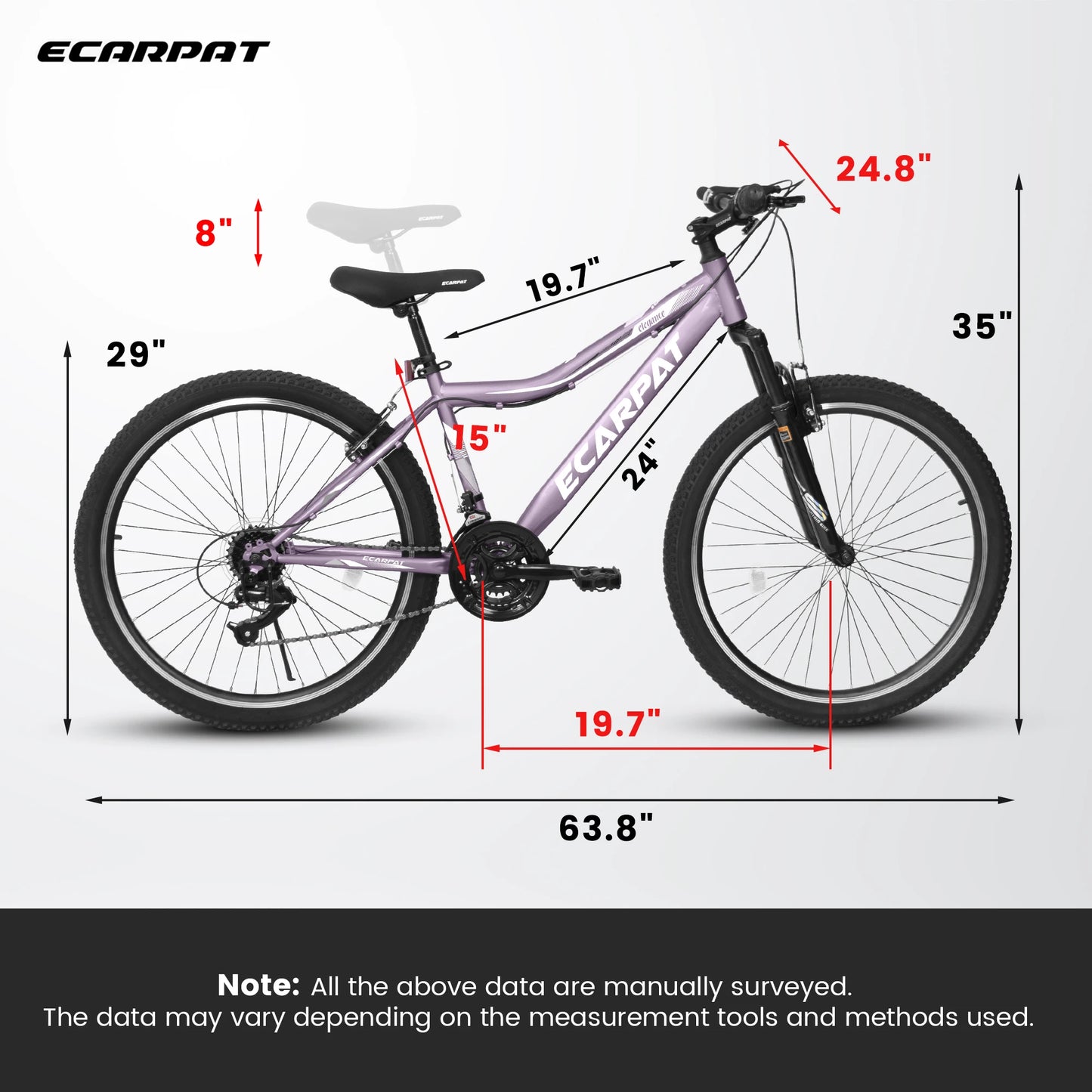 Ecarpat Womens Mountain Bike 21 Speed Steel Frame V Brake