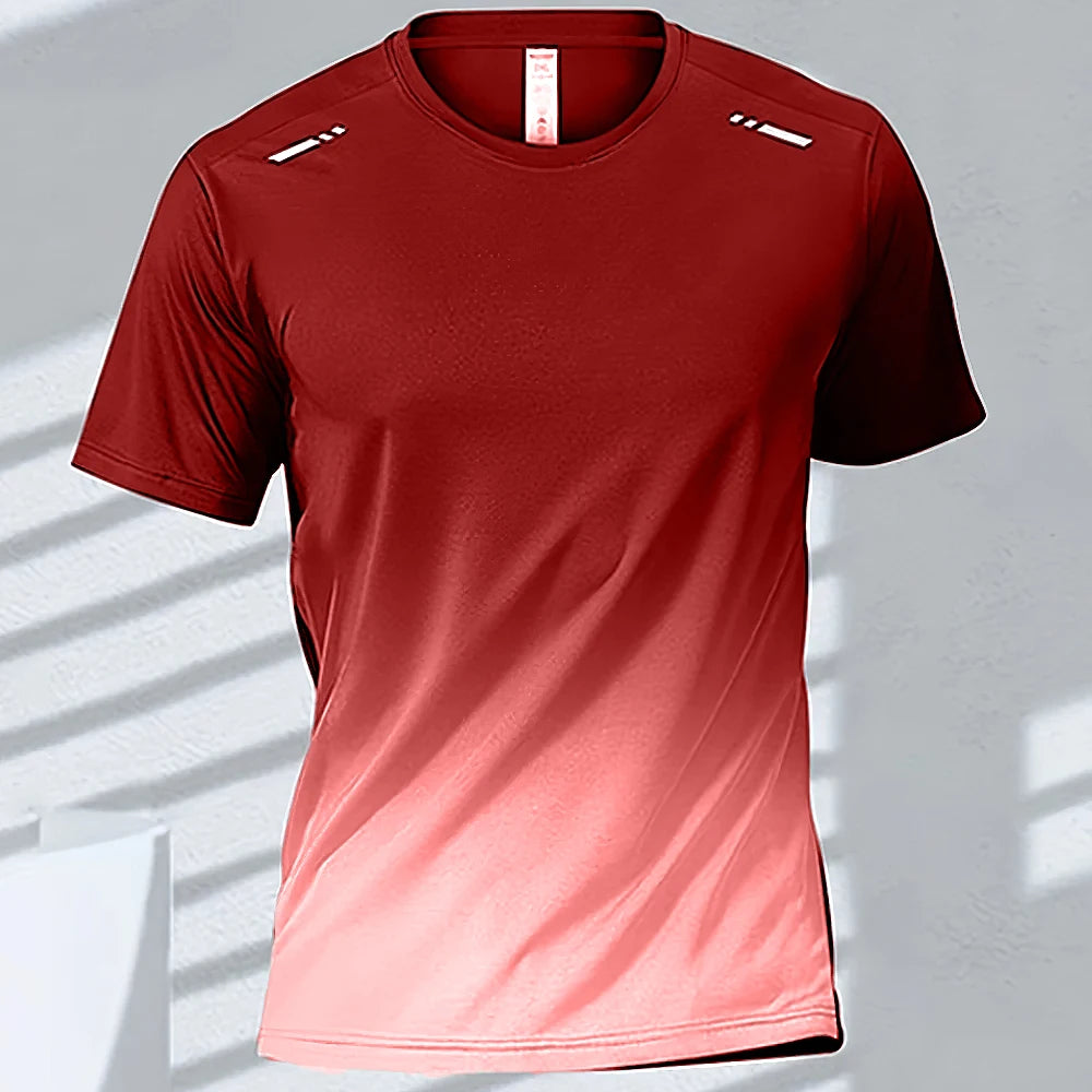 Men Quick Dry Gradient Short Sleeve Sports T Shirt