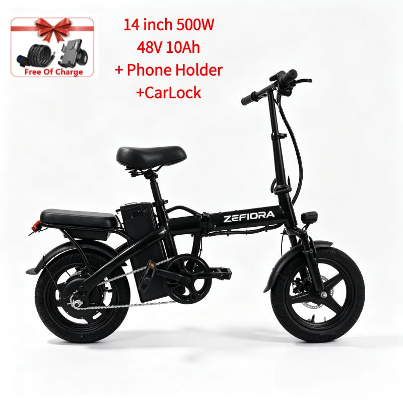 14 Inch 500W Green Commute Electric Bike, UL2849 Safety Certified, Adjustable Seat, 45° Strong Hill Climbing, Factory Original