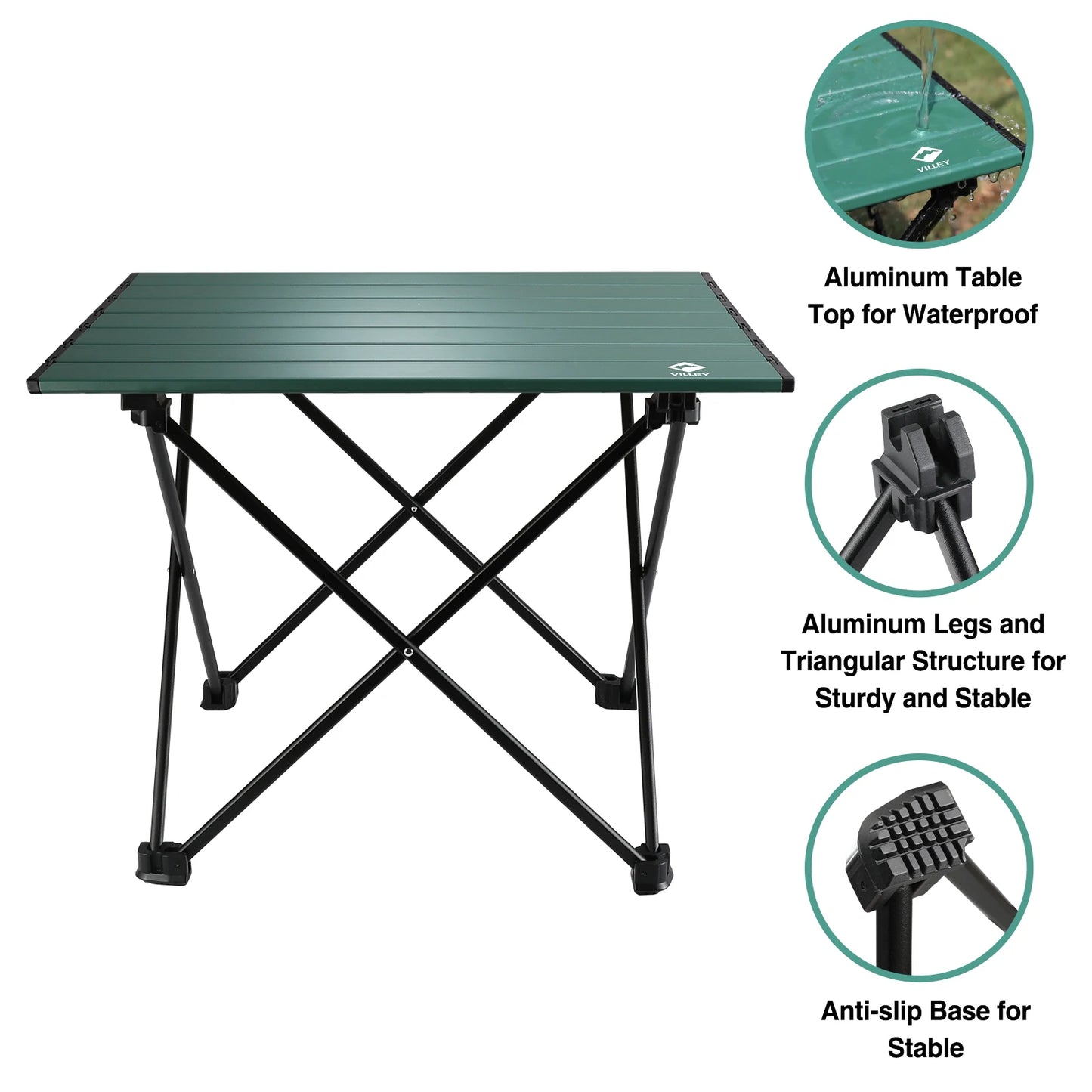 VILLEY Ultralight Portable Camping Side Table Aluminum Foldable