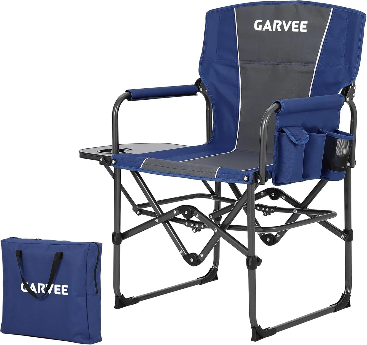 HiMISS Heavy Duty Folding Directors Camping Chair With Side Table