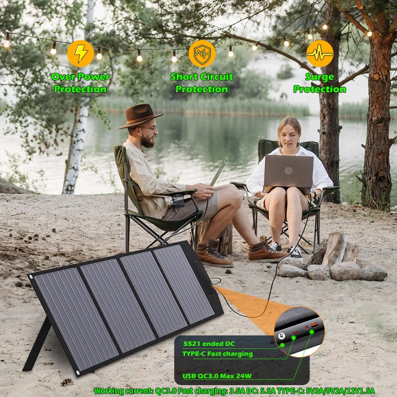 Foldable Solar Panel Charger for RV Camping and Off Grid