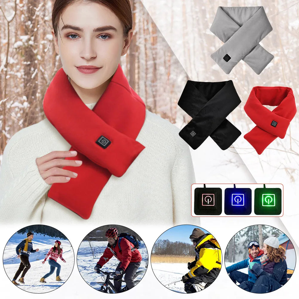 1/2pcs USB Women Men Heating Scarf Temperature Scarf 3 Gears Wrap Fleece Washable Electric Neck Warmer Not Inclound Battery for