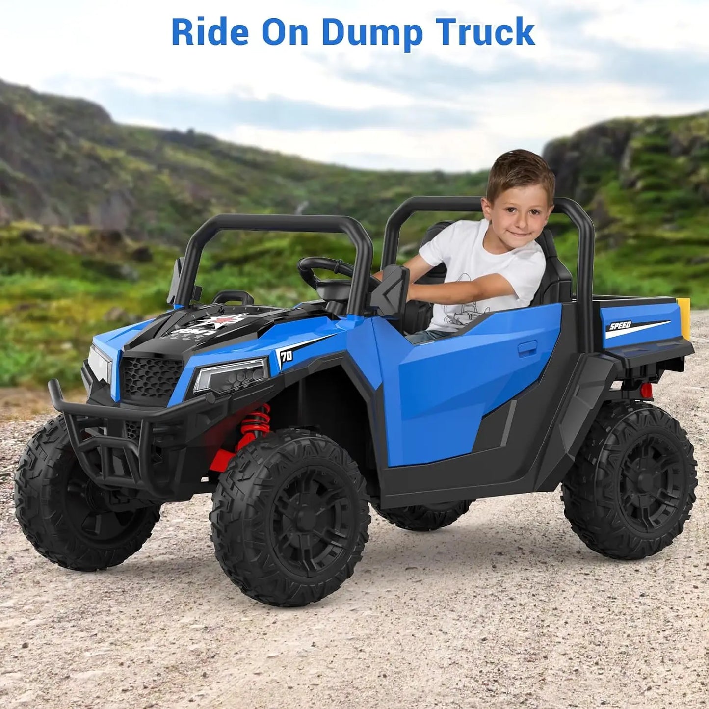 24V 4WD Ride On Dump Truck with Remote Control 2 Seater Electric Toy Car Bluetooth LED Lights Birthday Gift for Kids Ages 3+