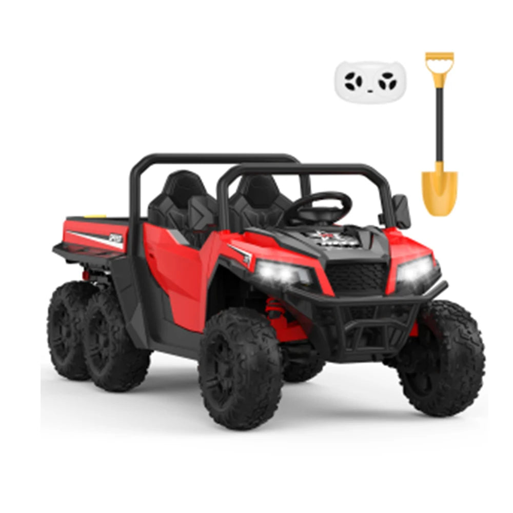 24V 4WD Electric Ride On Dump Truck with Remote Control 2-Seater Kids Ride On Car Music Player & LED Lights Birthday Gift
