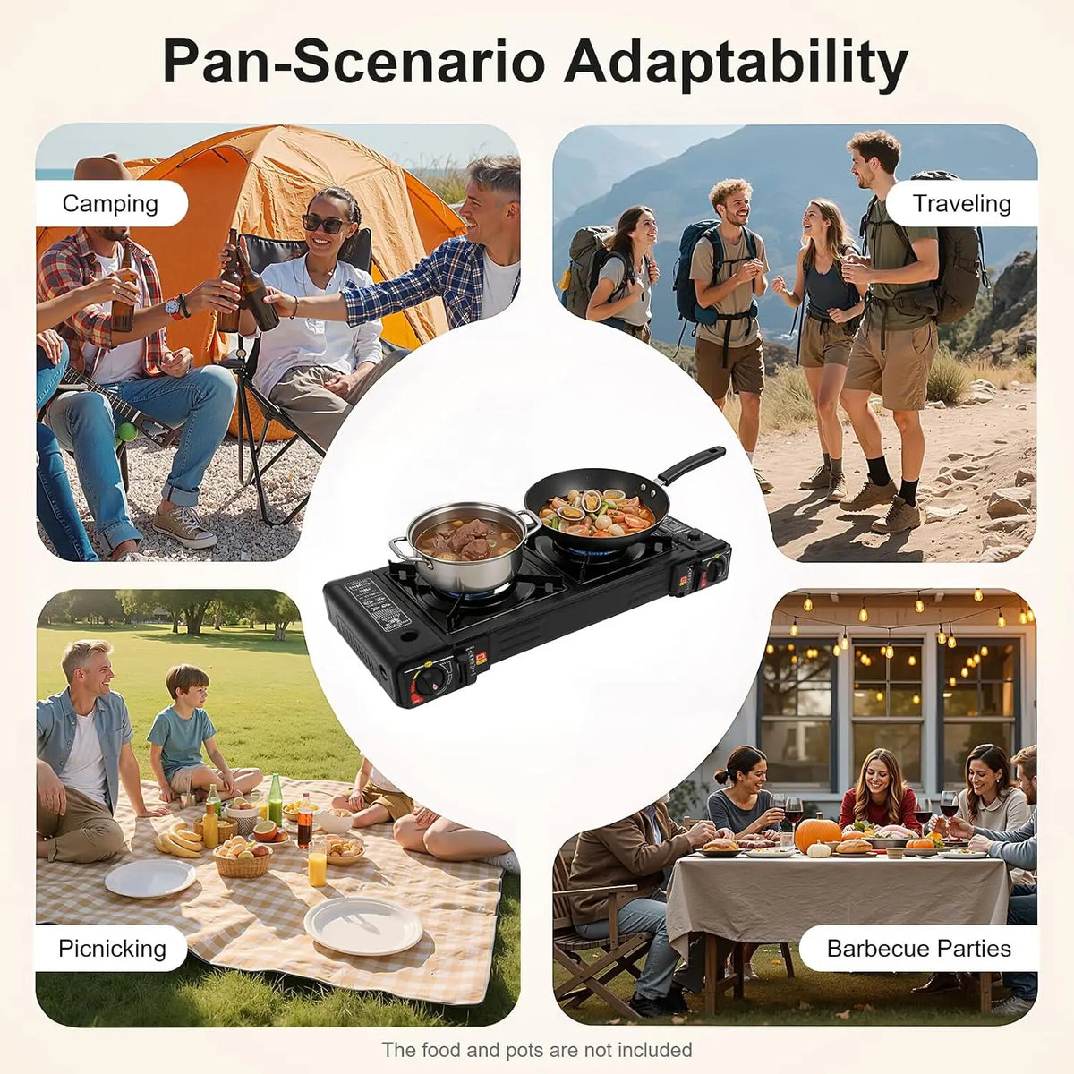 Portable Dual Burner Camping Gas Stove With Piezo Ignition