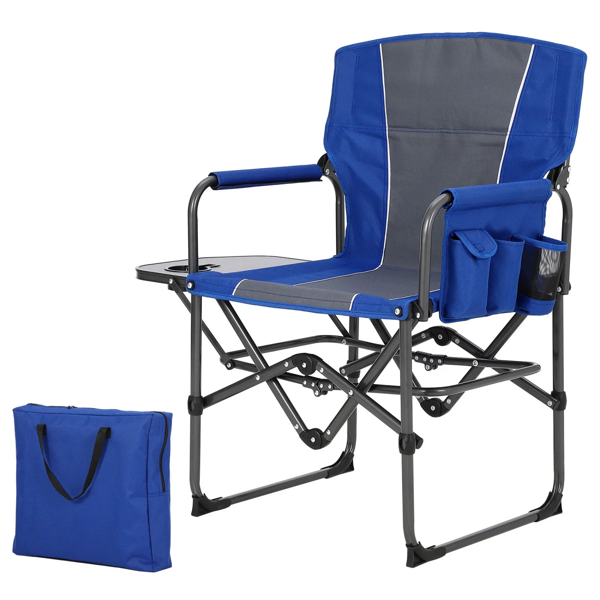 HiMISS Heavy Duty Folding Directors Camping Chair With Side Table