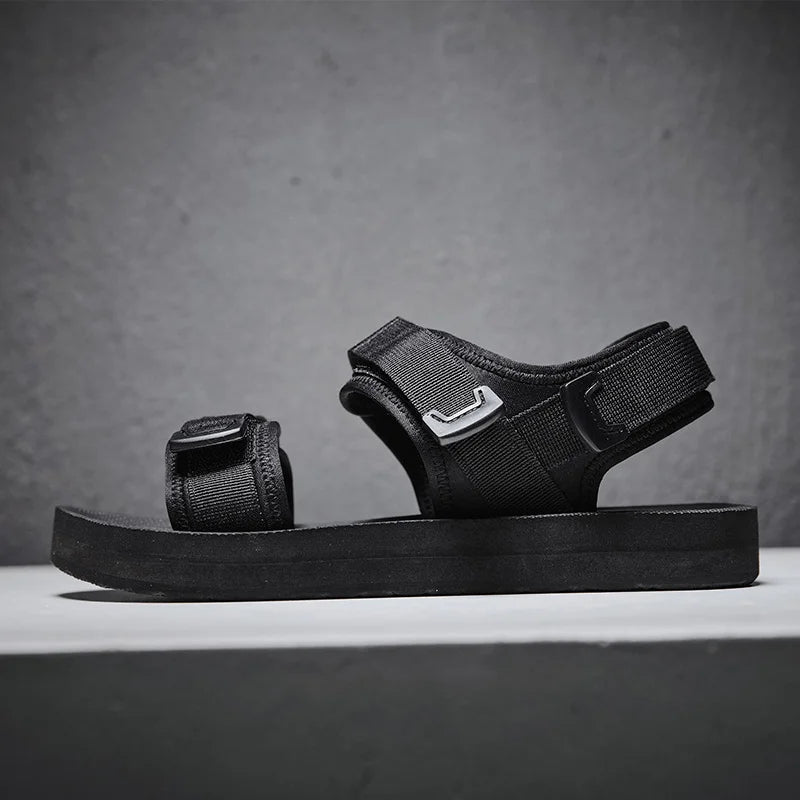 Sanzoog Adjustable Velcro Sandals For Wide Feet Men Double Buckle