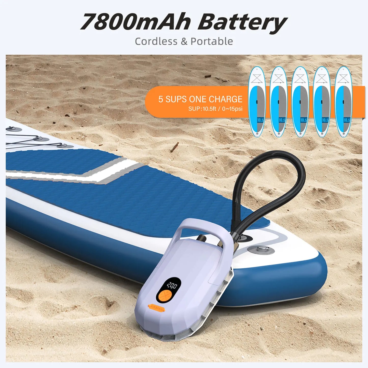 AirBank Sup Electric Air Pump With Battery 7800mAh