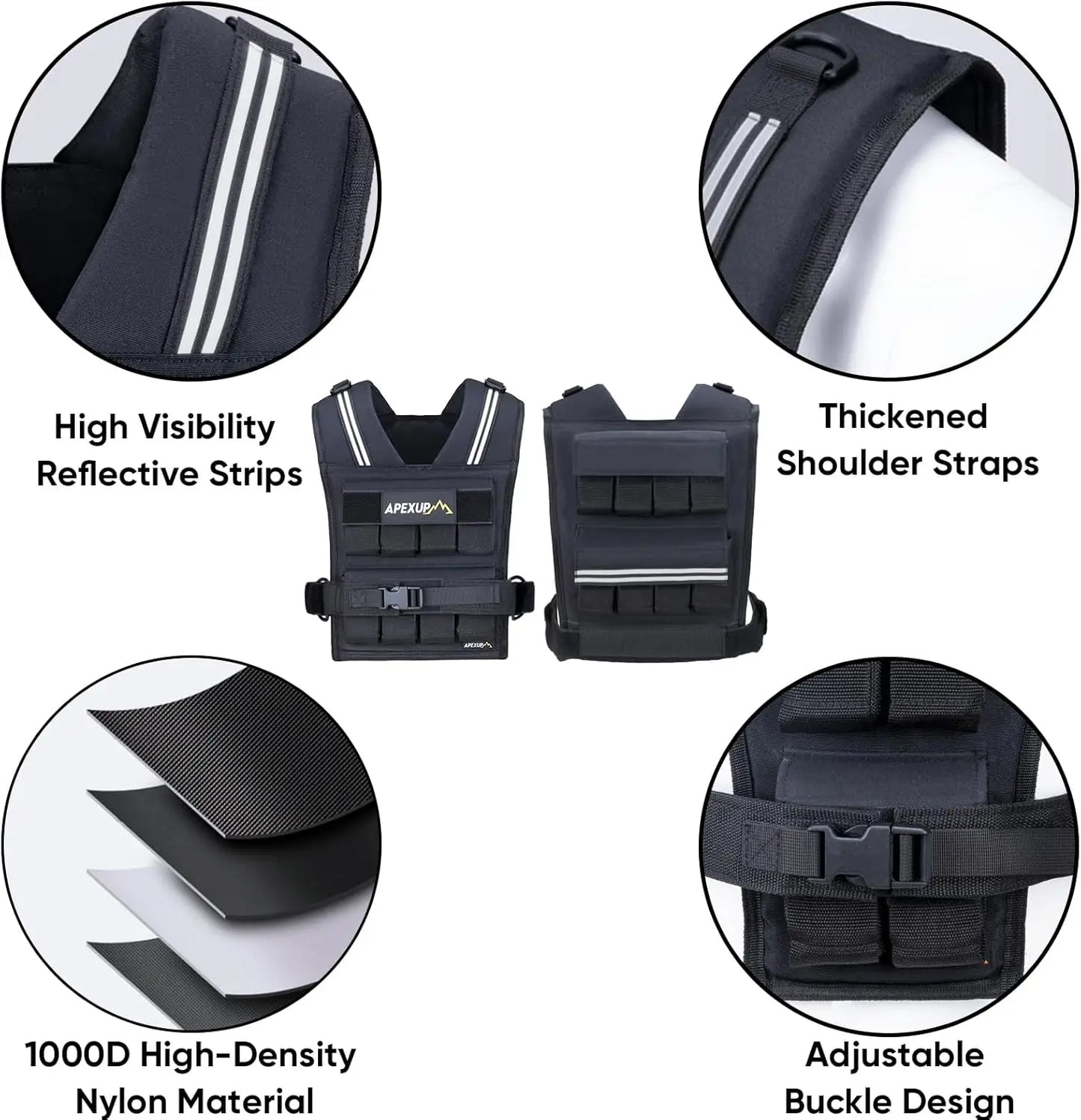 Adjustable Weighted Vest With Reflective Stripe 20 30 40 Lbs