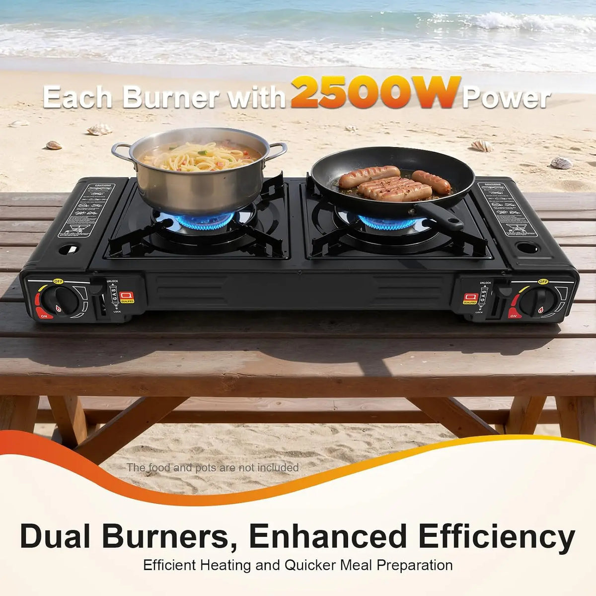 Portable Dual Burner Camping Gas Stove With Piezo Ignition