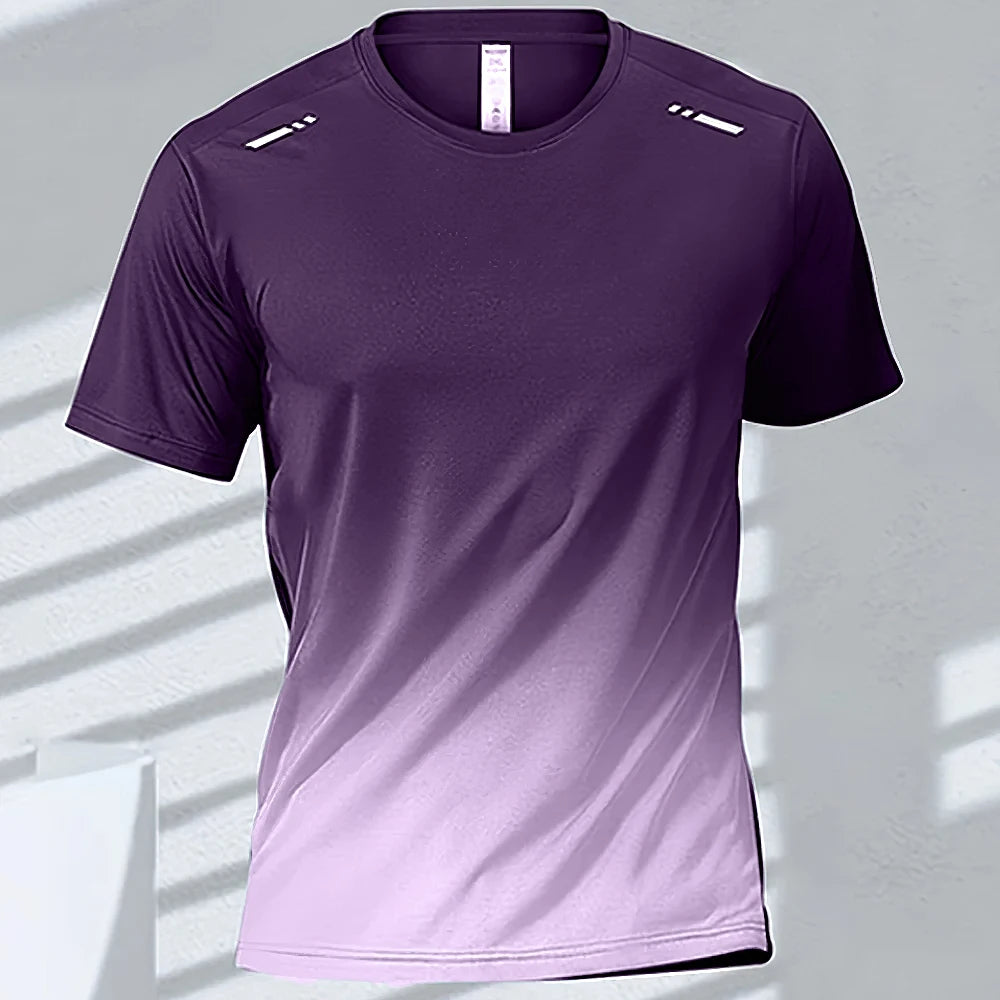 Men Quick Dry Gradient Short Sleeve Sports T Shirt