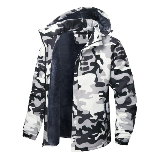 Men's Winter Fleece-lined Warm Windbreaker, Waterproof and Windproof Winter Outdoor Hiking and Trekking Jacket