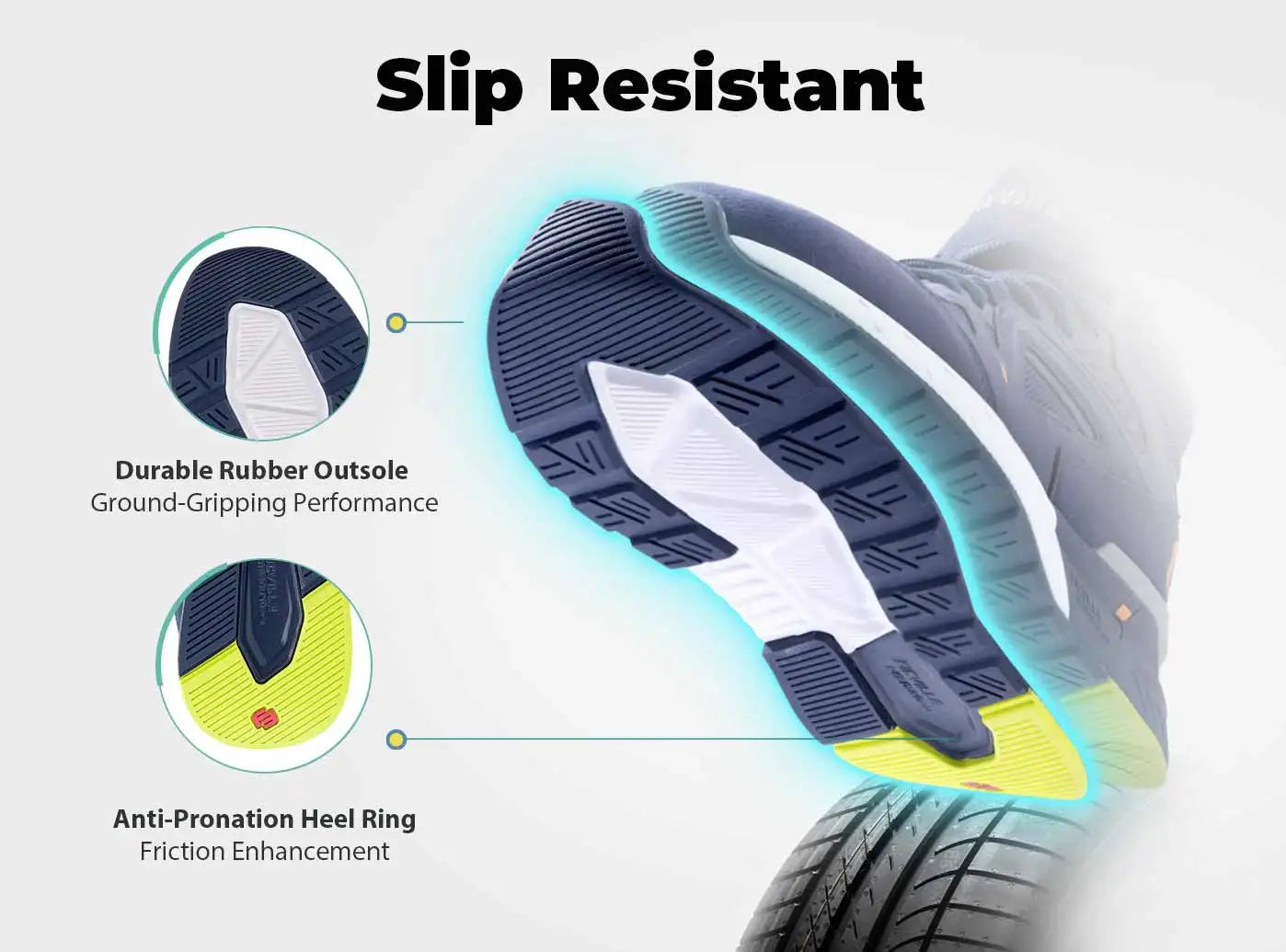 Fittington Walking Shoes For Men Extra Wide Man Shoes Large Size Non-slip Sport Sneakers For Flat Feet Heel Pain Relief