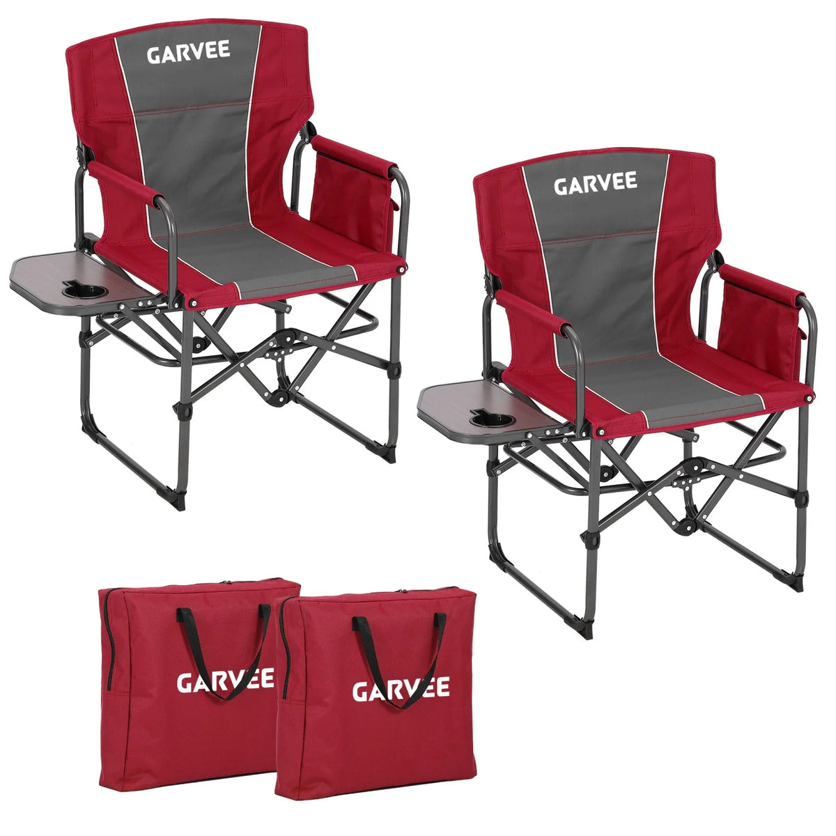 HiMISS Heavy Duty Folding Directors Camping Chair With Side Table