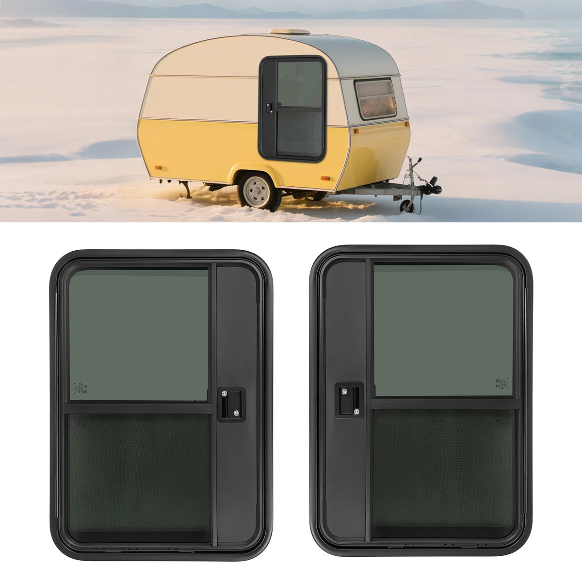 RV Camper Teardrop Trailer Aluminum Entry Door With Tempered Glass