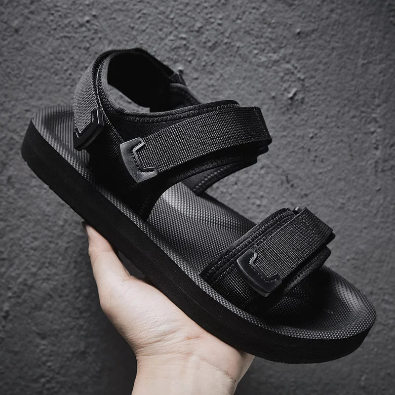 Sanzoog Adjustable Velcro Sandals For Wide Feet Men Double Buckle