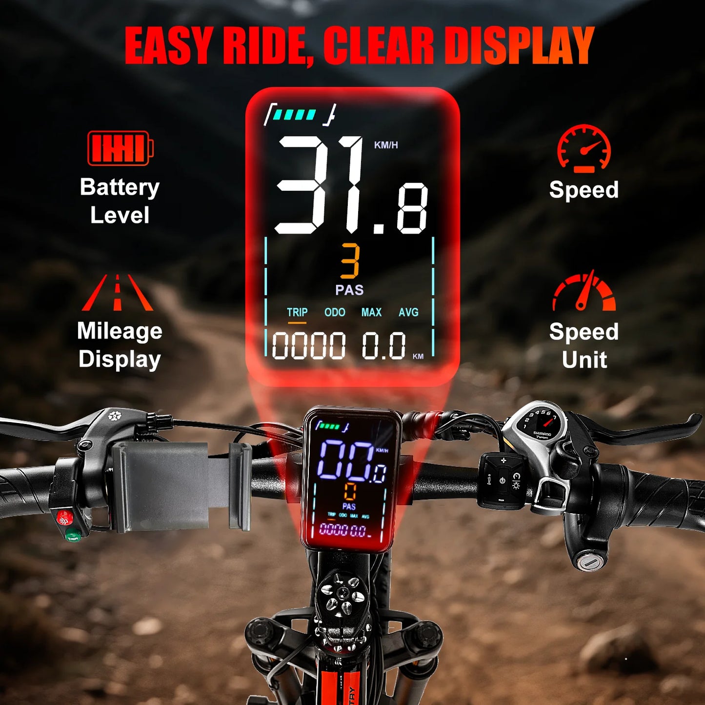 EOEOTWO E01 Electric Bike Fat Tire Mountain 1500W Peak Motor