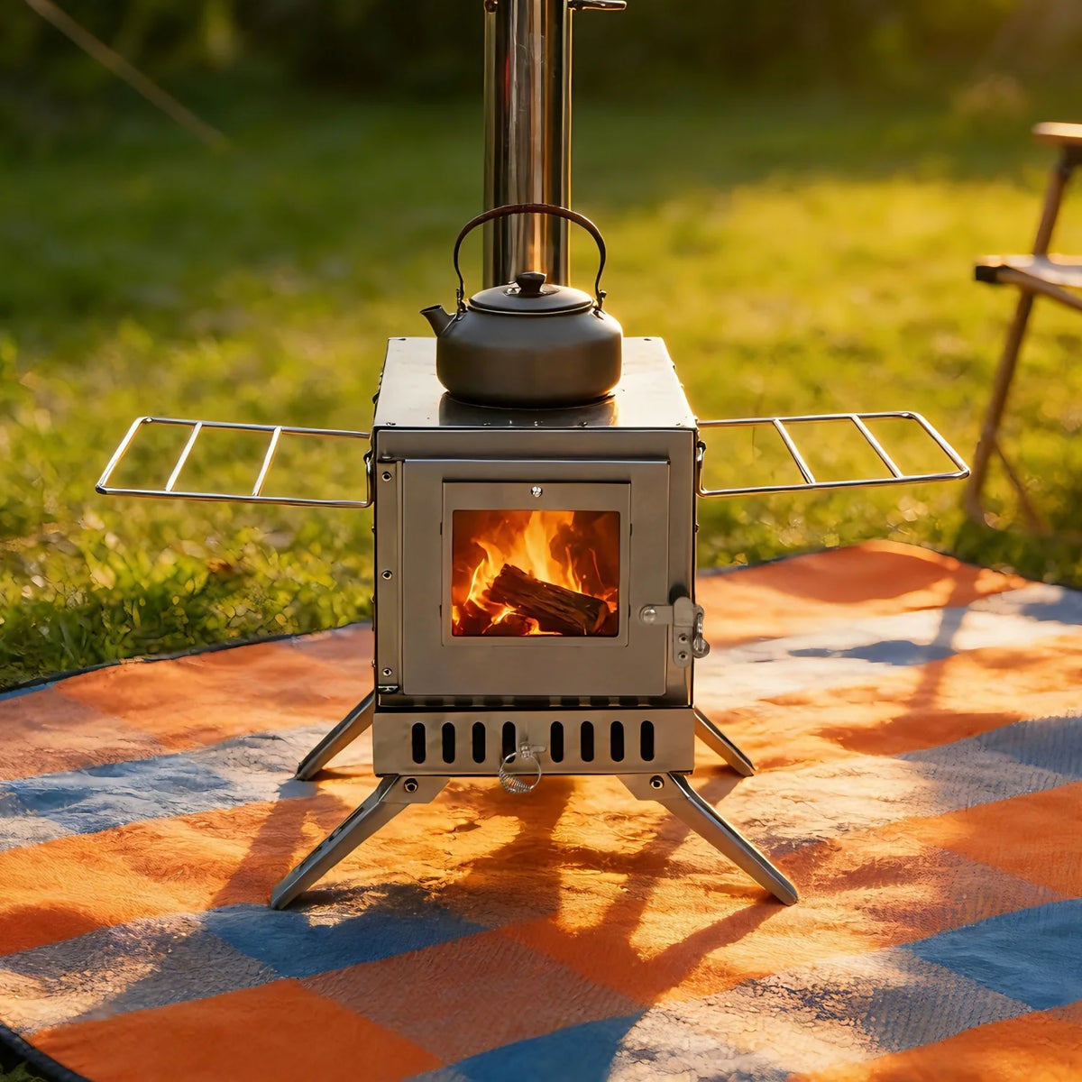 Stainless Steel Wood Burning Tent Stove for Outdoor Heating Cooking