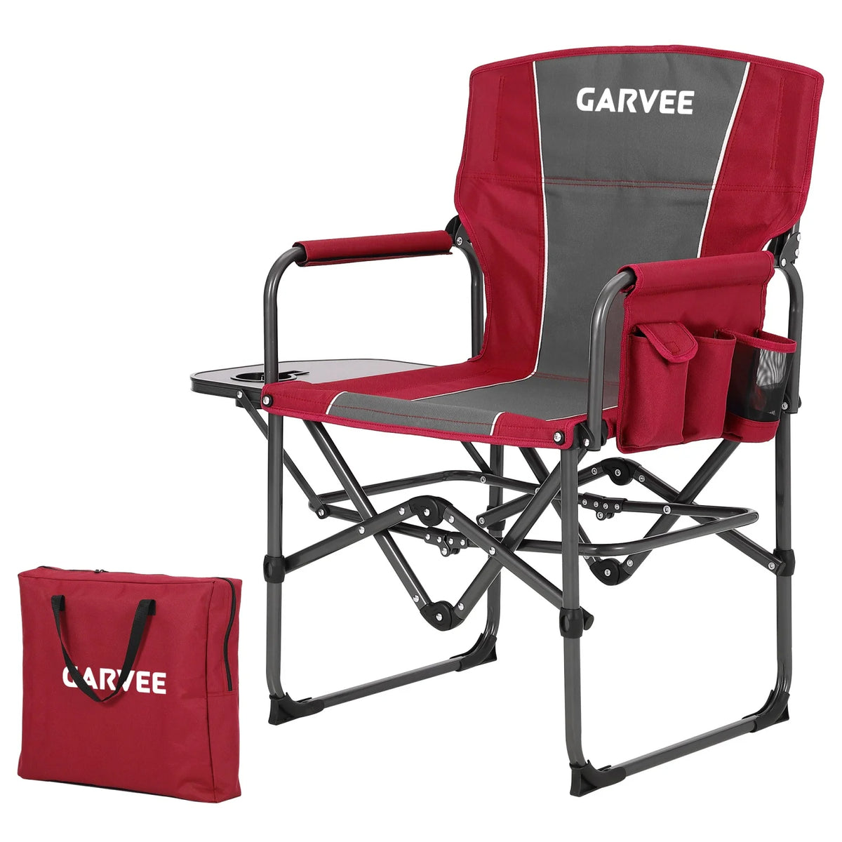 HiMISS Heavy Duty Folding Directors Camping Chair With Side Table