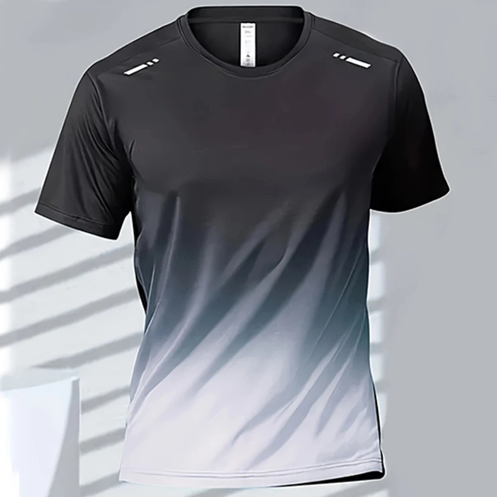 Men Quick Dry Gradient Short Sleeve Sports T Shirt