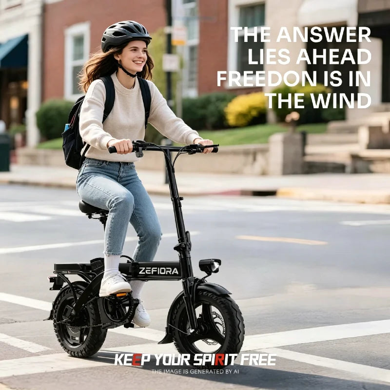 14 Inch 500W Green Commute Electric Bike, UL2849 Safety Certified, Adjustable Seat, 45° Strong Hill Climbing, Factory Original