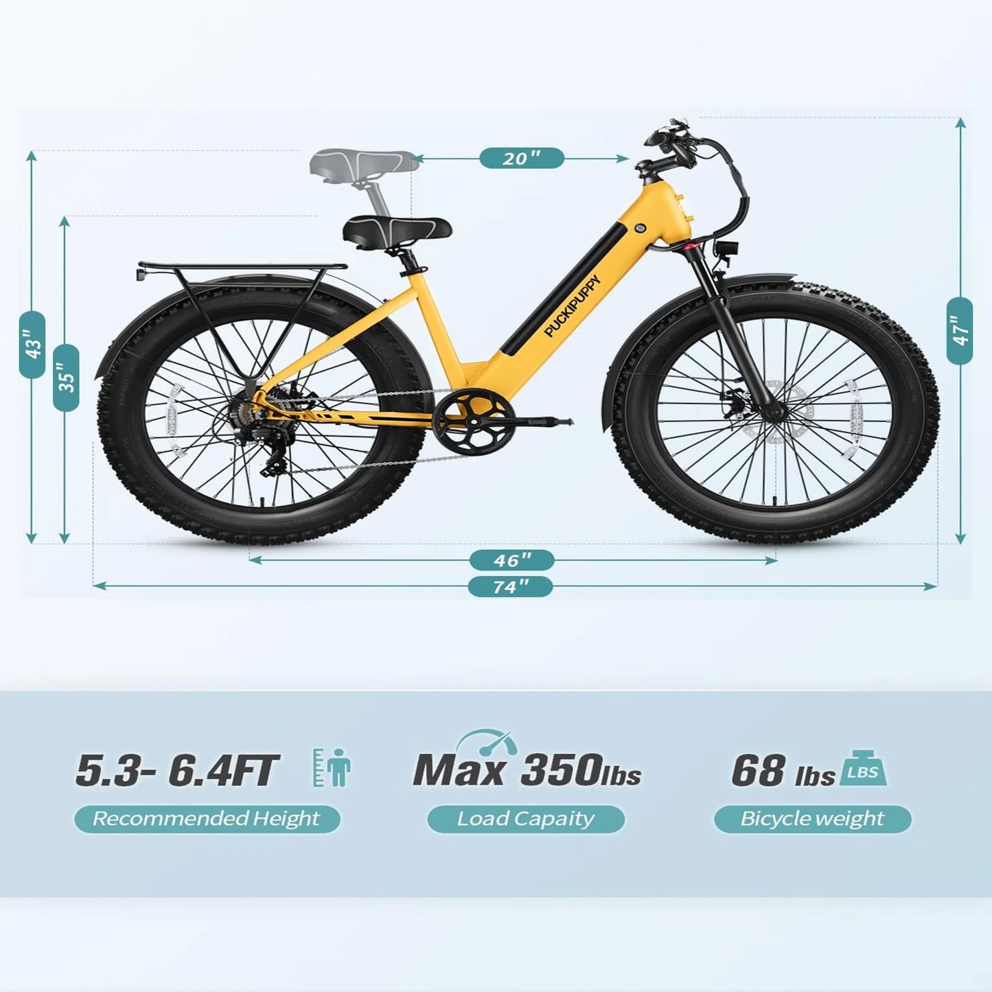 PUCKIPUPPY Samoyed Electric Bike 960W Peak 28MPH Commuter