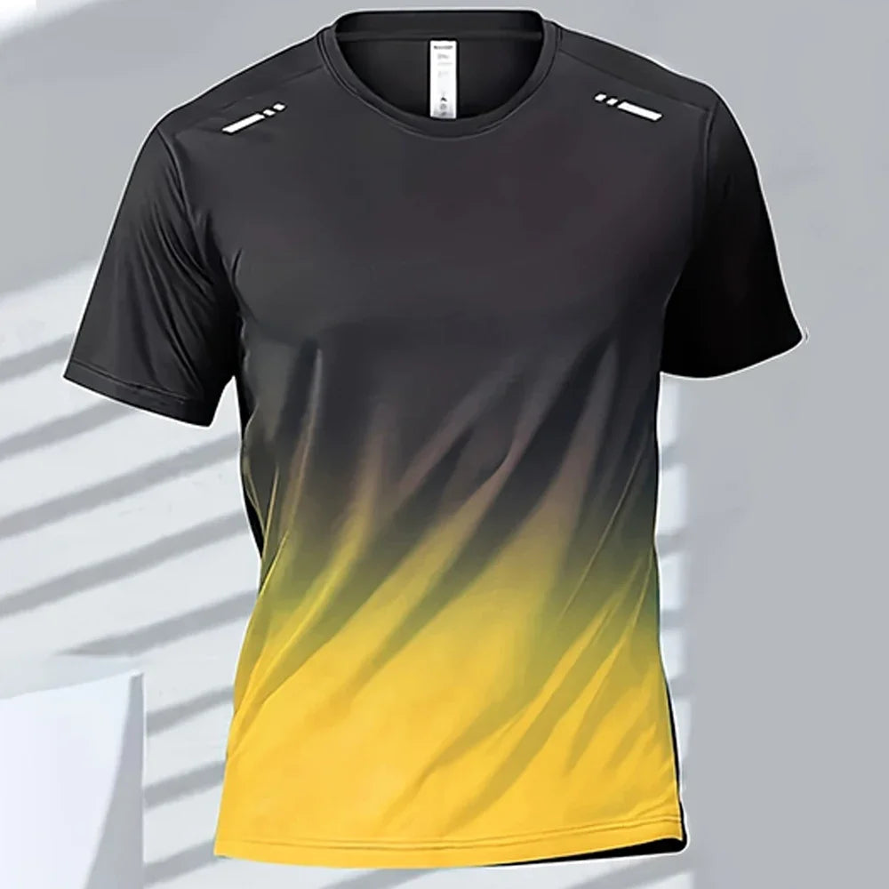 Men Quick Dry Gradient Short Sleeve Sports T Shirt