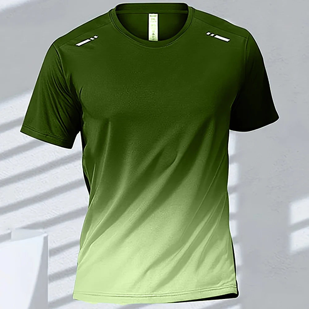Men Quick Dry Gradient Short Sleeve Sports T Shirt