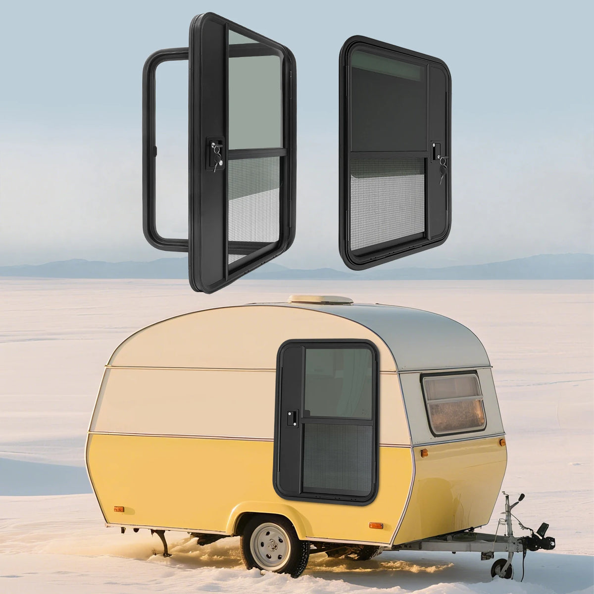 RV Camper Teardrop Trailer Aluminum Entry Door With Tempered Glass
