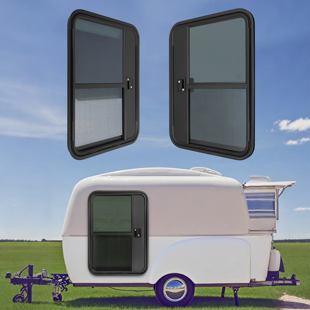 RV Camper Teardrop Trailer Aluminum Entry Door With Tempered Glass