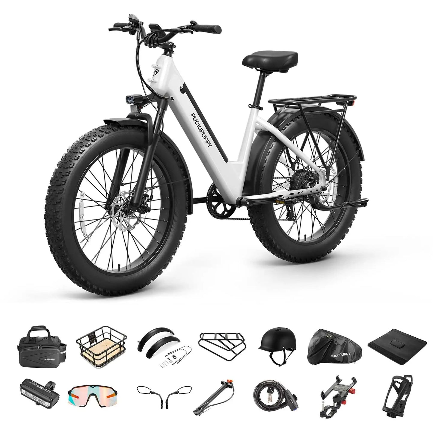 PUCKIPUPPY Samoyed Electric Bike 960W Peak 28MPH Commuter
