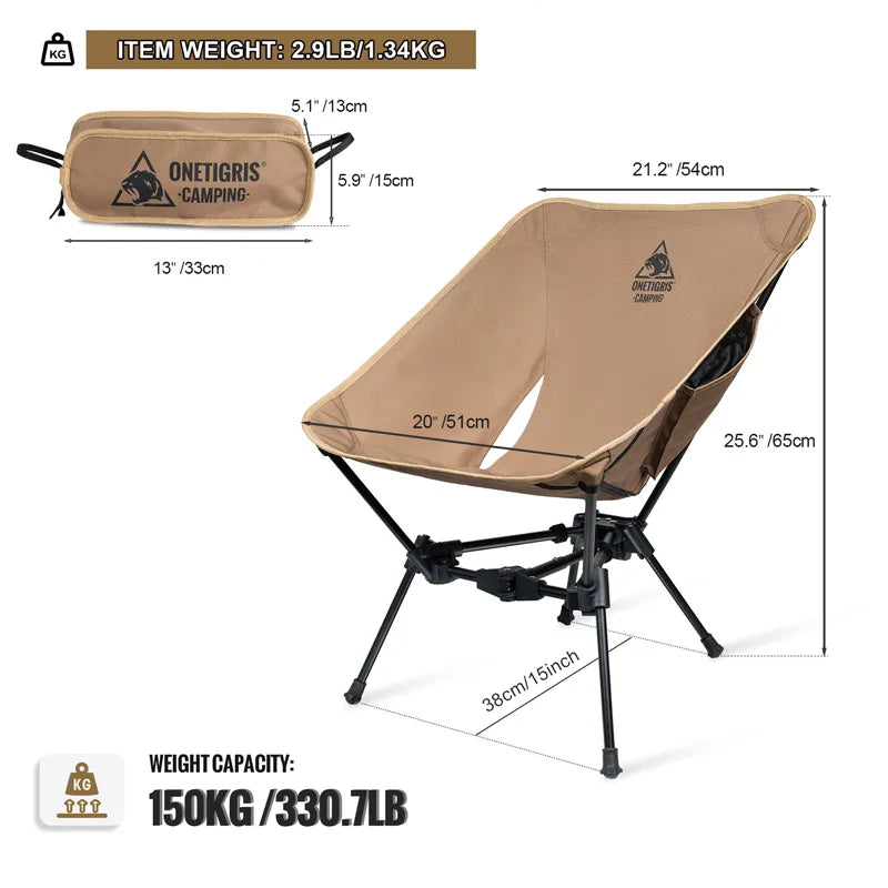 ONETIGRISH Tigerblade Camping Chair Foldable Triangle Framed