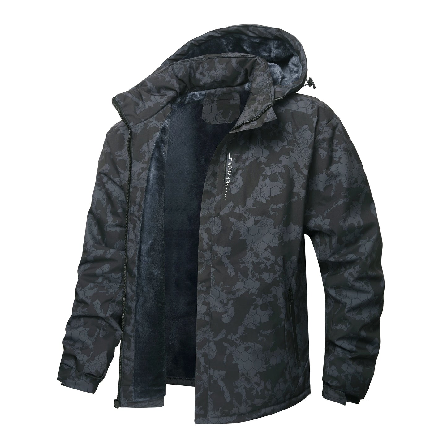 Men's Winter Fleece-lined Warm Windbreaker, Waterproof and Windproof Winter Outdoor Hiking and Trekking Jacket