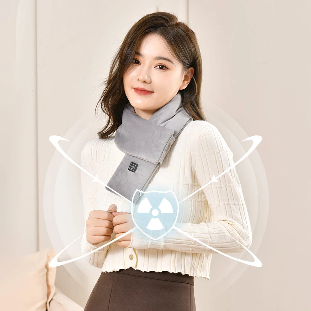 1/2pcs USB Women Men Heating Scarf Temperature Scarf 3 Gears Wrap Fleece Washable Electric Neck Warmer Not Inclound Battery for