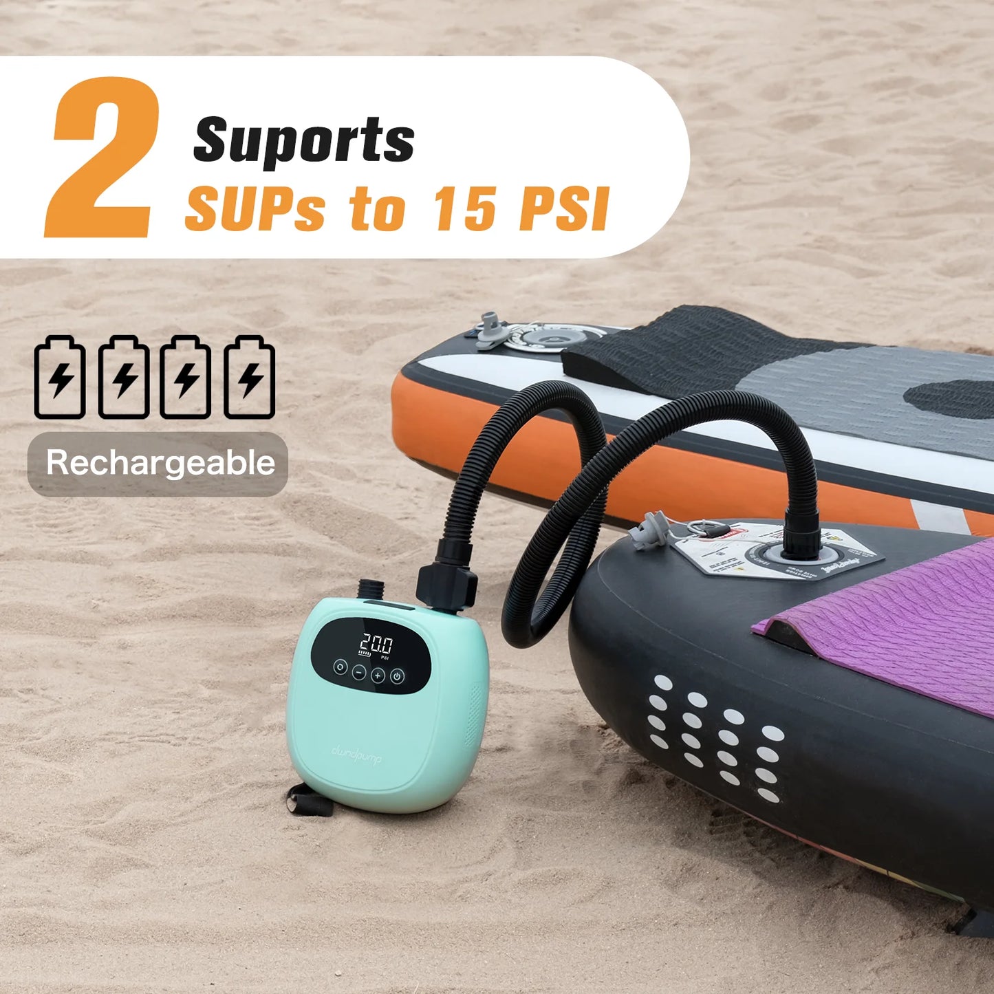 Dwndpump Electric 20 PSI SUP Pump 38.48Wh Battery Paddle Boards